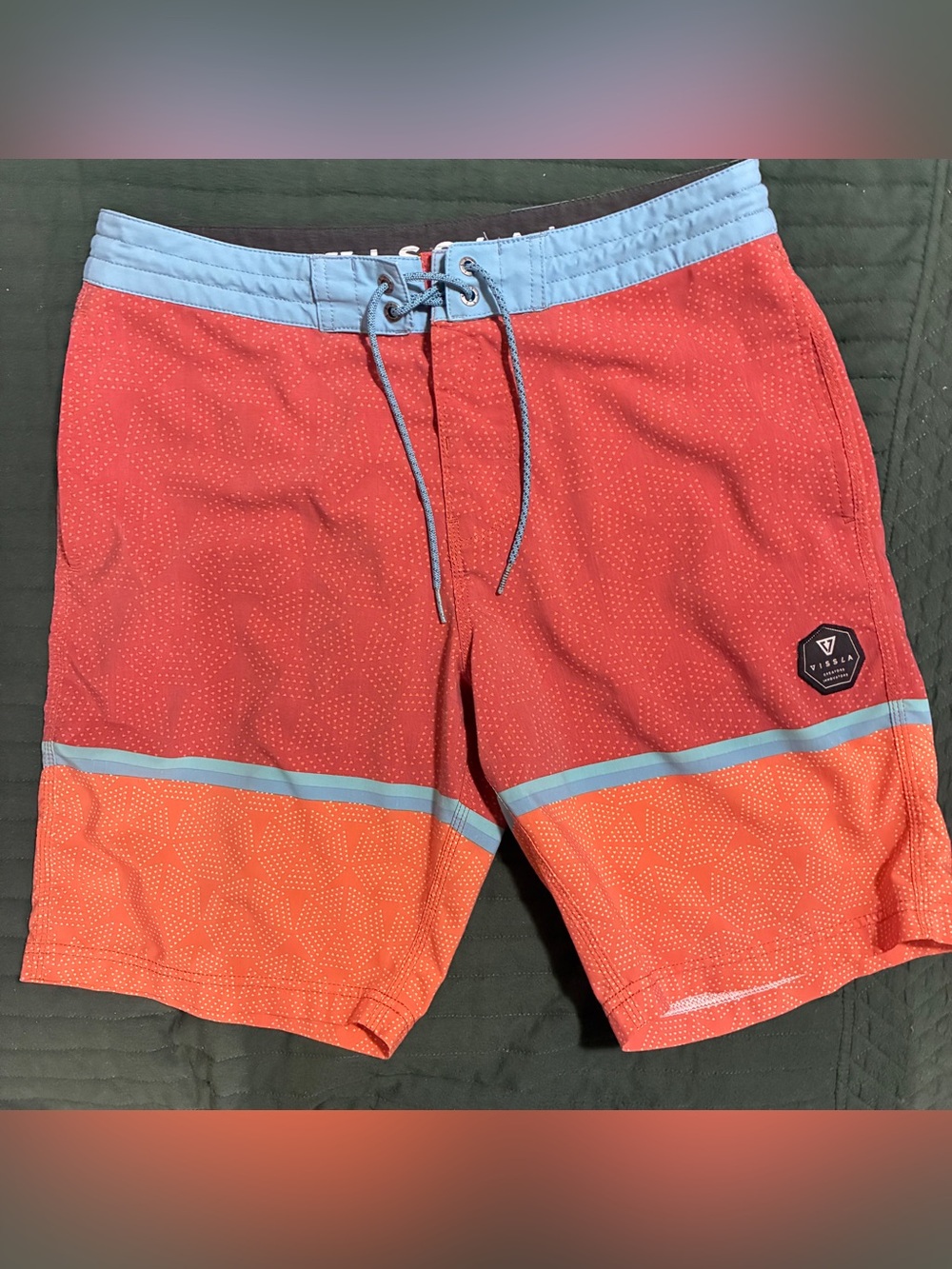 Vissla Men's Orange Blue Coconut Board Shorts Beach Swim Size 31
